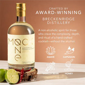 Mock One Tequila mocktail glass shows vibrant, alcohol-free drink.