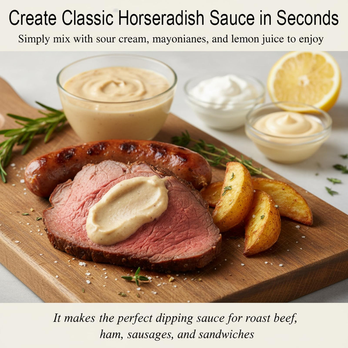 MOCKRAND Horseradish Powder being sprinkled into a sauce for heat.