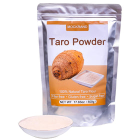 MOCKRAND Pure Taro Powder jar showing smooth, ready-to-use texture for drinks