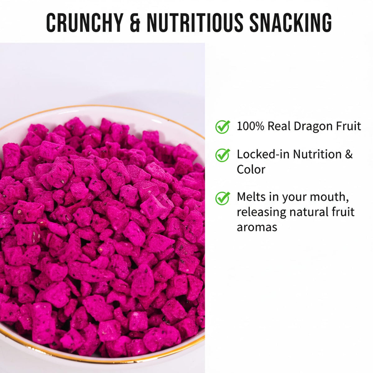 Mockrand resealable jar packaging preserves crisp dragon fruit texture and aroma.