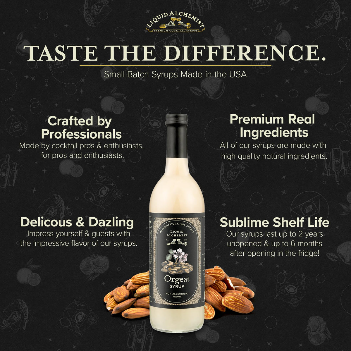 Orgeat syrup added to coffee for a roasted almond aroma