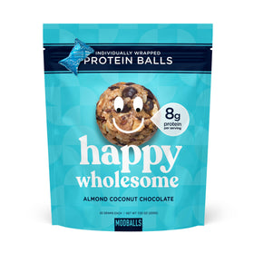 ModBalls Happy Wholesome almond coconut chocolate protein balls pack for on-the-go snacking