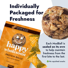 MODBALLS protein balls on the go, individually wrapped for easy portable snacking