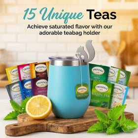 Modern Elegance tea bag holder keeps bags tidy and within reach.