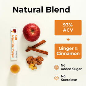 MODERN GURU ACV packet featuring ginger-cinnamon blend for smoother sip.