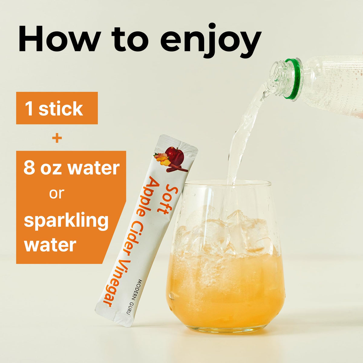 MODERN GURU Smooth, easy-to-drink ACV experience versus harsh shots.
