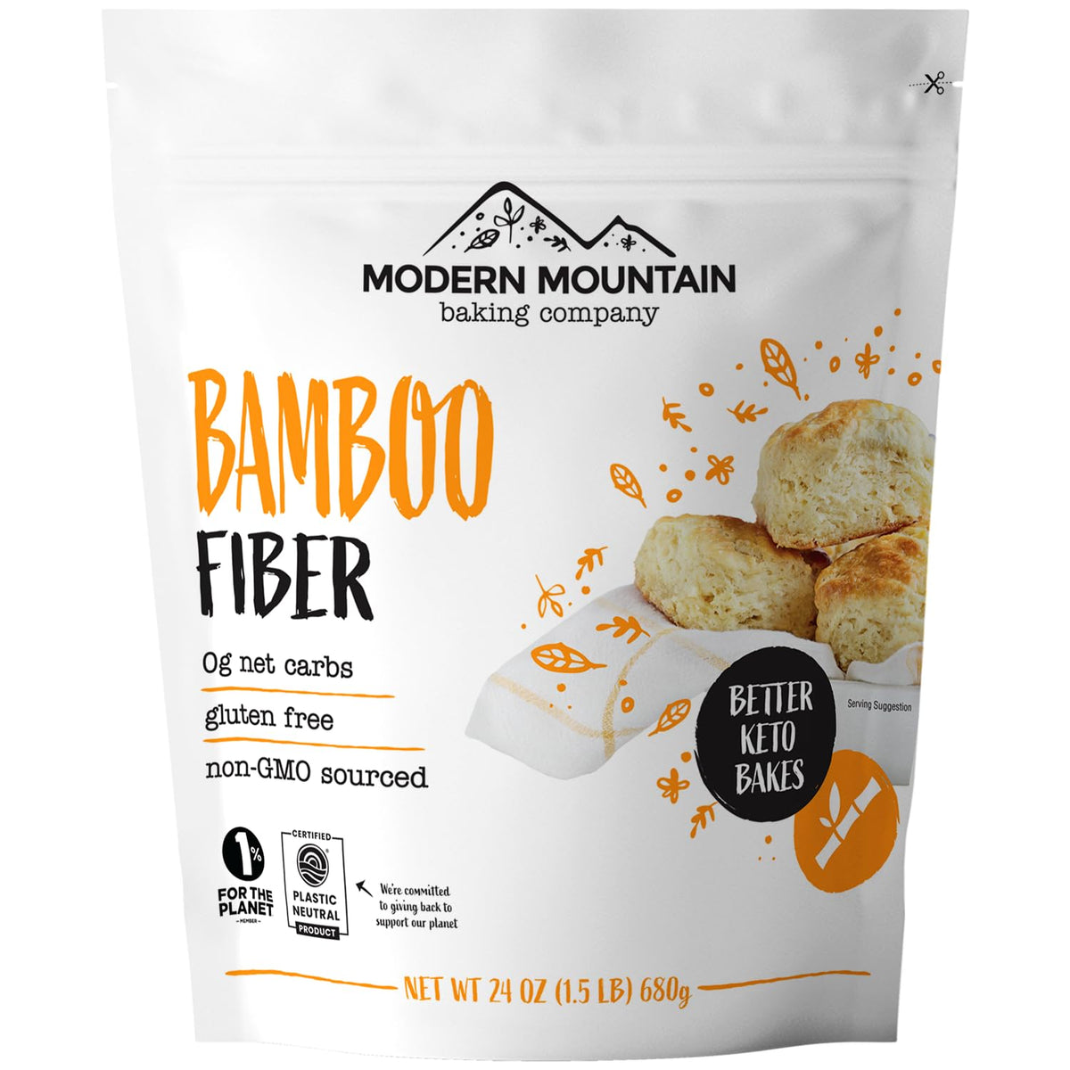 MODERN MOUNTAIN Bamboo Fiber bag on the counter shows keto-friendly texture potential.