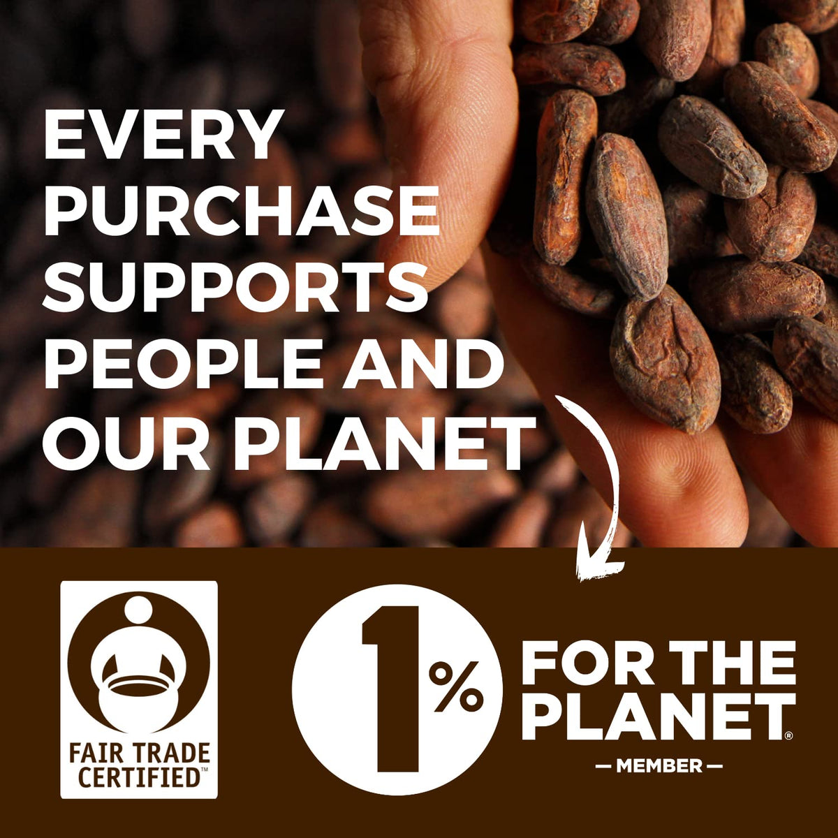 Modern Mountain Black Cocoa Powder Fair Trade certified with 1% for the Planet.