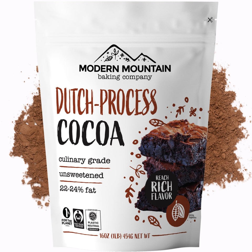 MODERN MOUNTAIN Dutch processed cocoa powder in a bowl for rich baking.