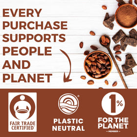 MODERN MOUNTAIN Cocoa Powder packaging highlights non-GMO and fair trade sourcing.