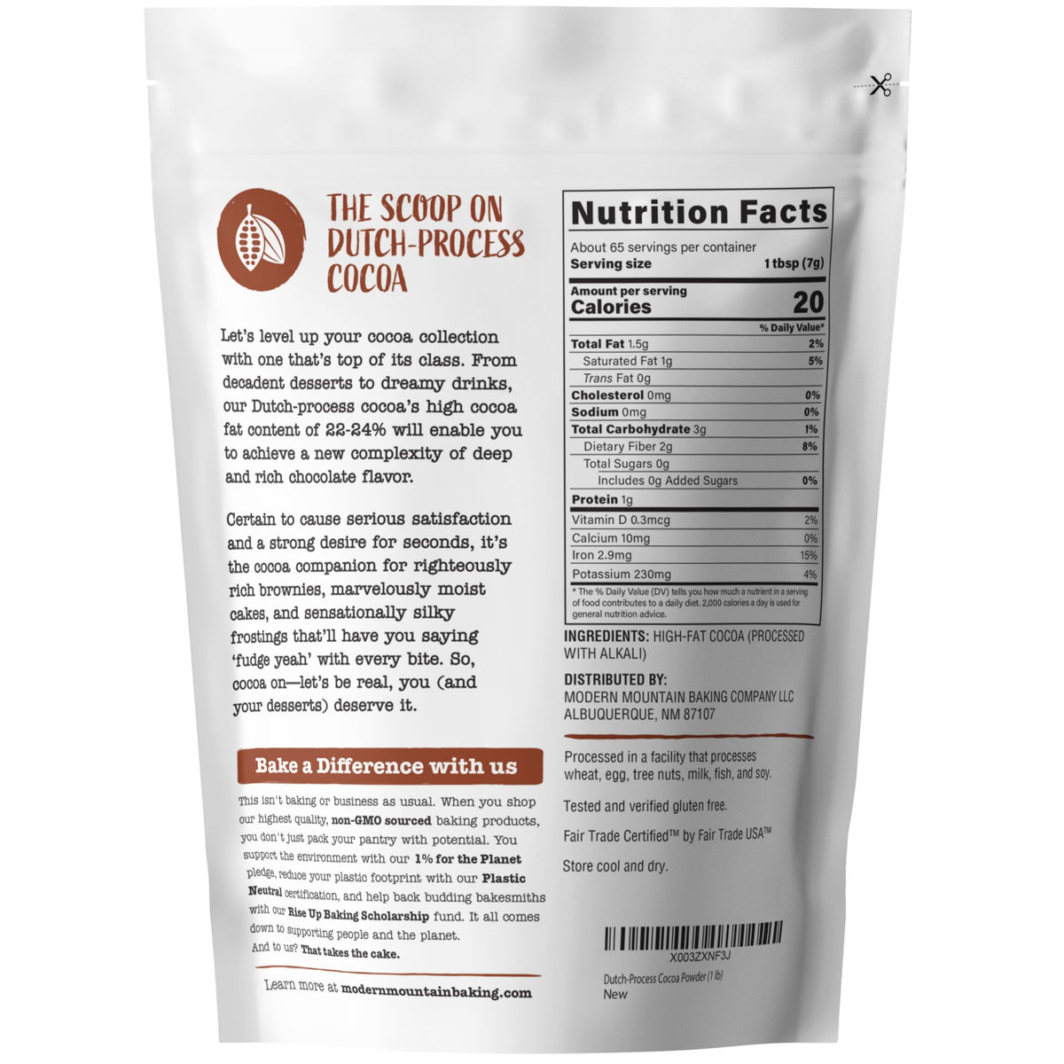 MODERN MOUNTAIN cocoa powder highlights deep color for fudgy brownies.