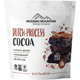 Modern Mountain Dutch processed cocoa powder 5 lb bag front, premium unsweetened flavor for baking.
