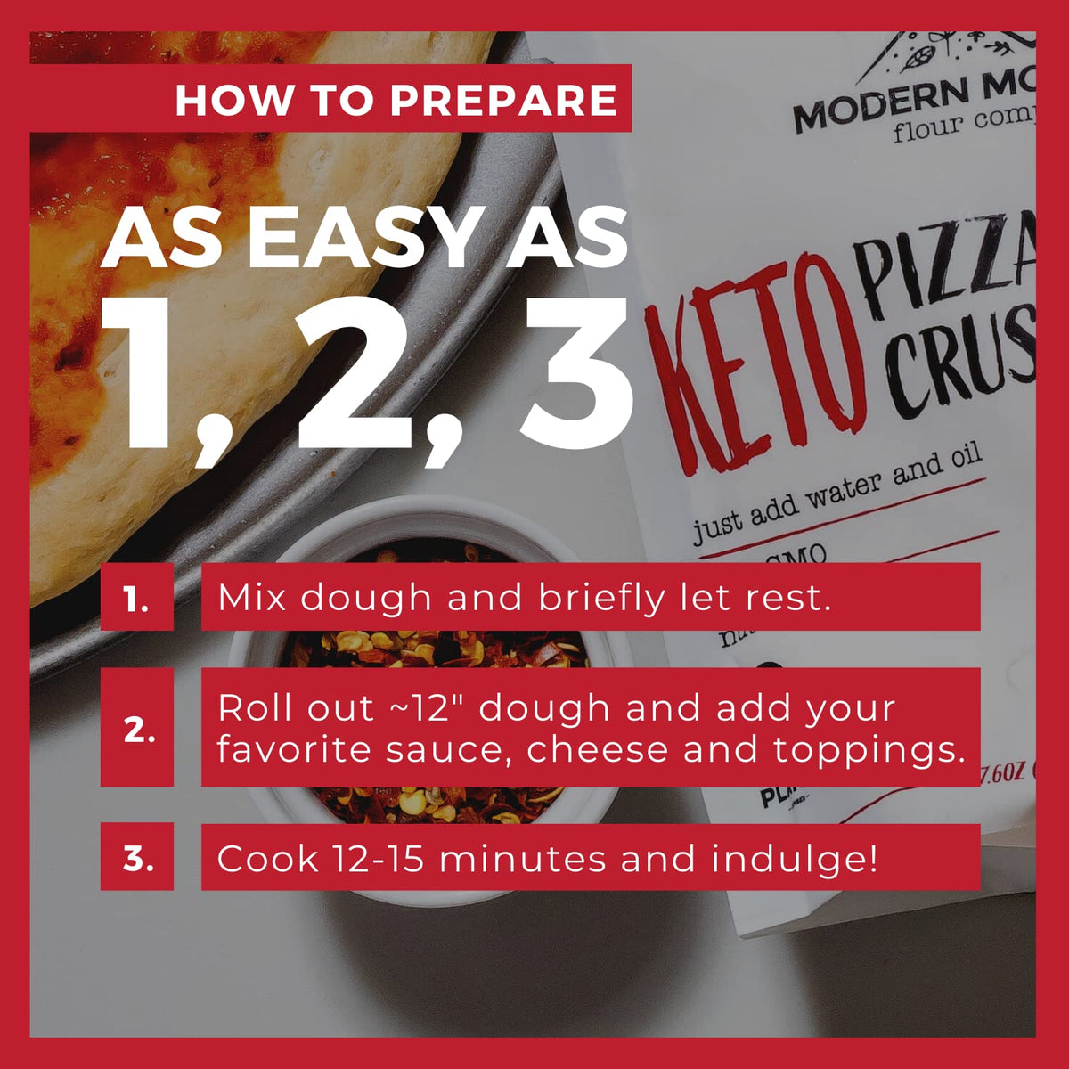 Modern Mountain Keto Pizza Crust served with toppings on the plate.