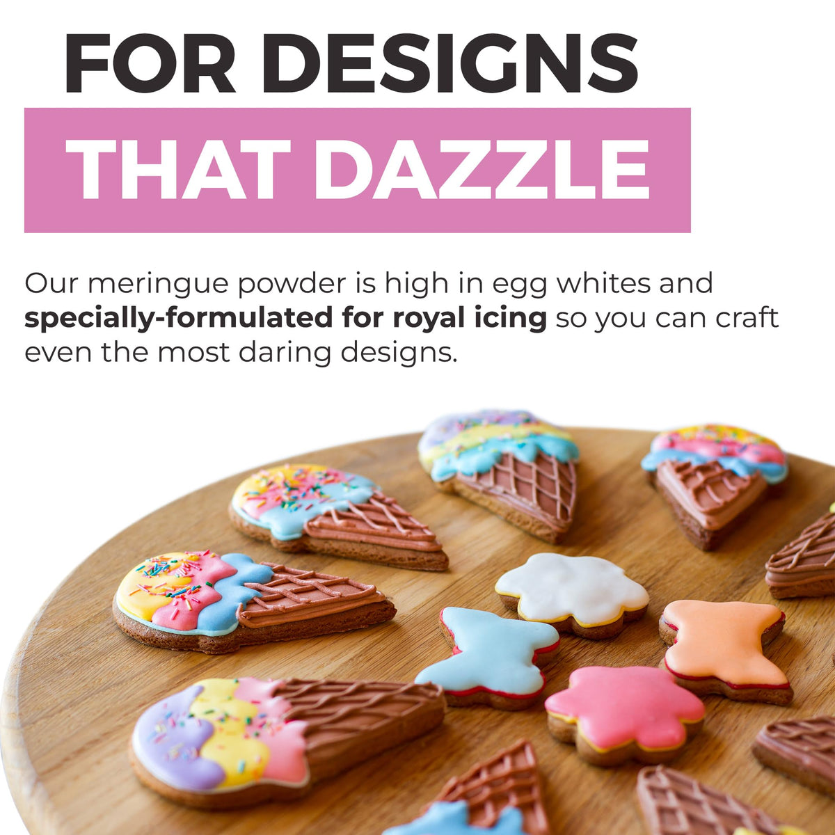 MODERN MOUNTAIN Meringue Powder uses premium non-GMO ingredients for quality results.