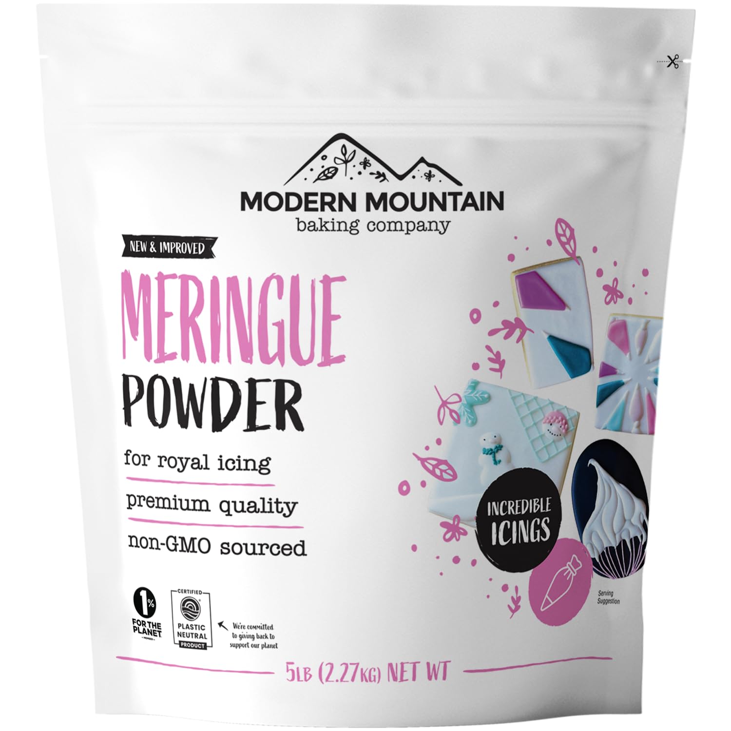 MODERN MOUNTAIN Meringue Powder for royal icing creates silky, stable icing.