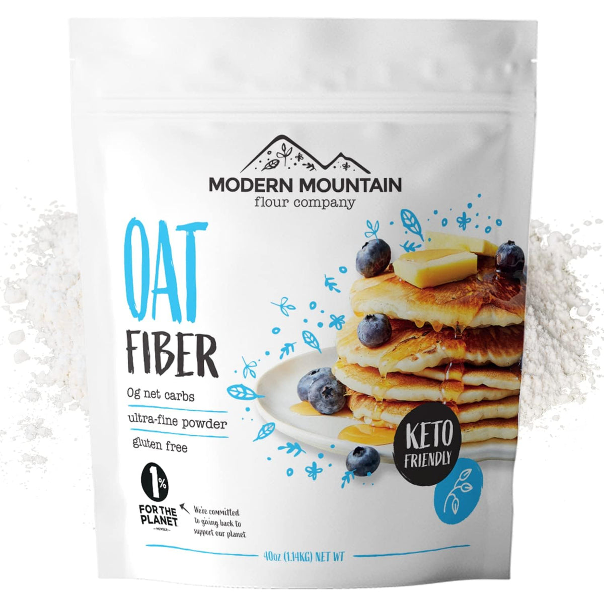 Modern Mountain Oat Fiber bottle pour, convenient zero net carbs for keto baking.