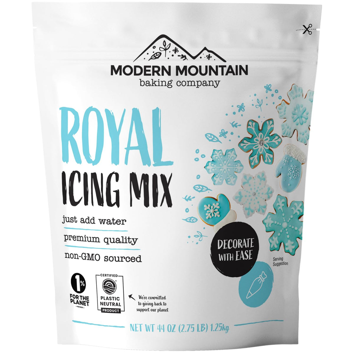 Modern Mountain Royal Icing Mix bag ready for quick decorating.