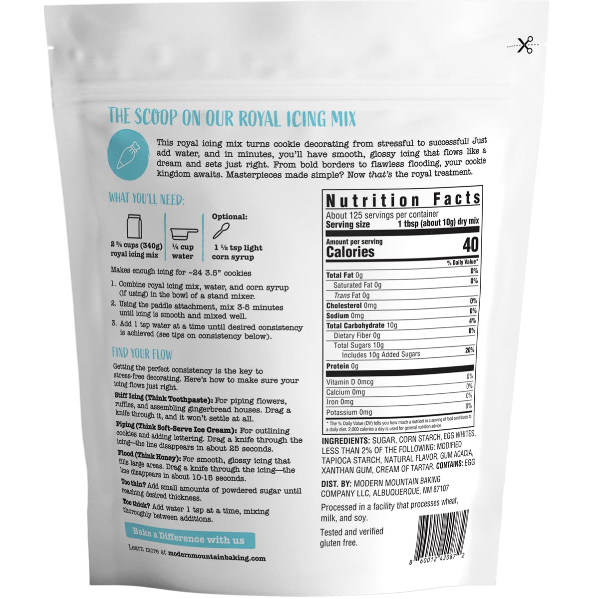 Modern Mountain Royal Icing Mix bowl and pour demonstrates smooth consistency.