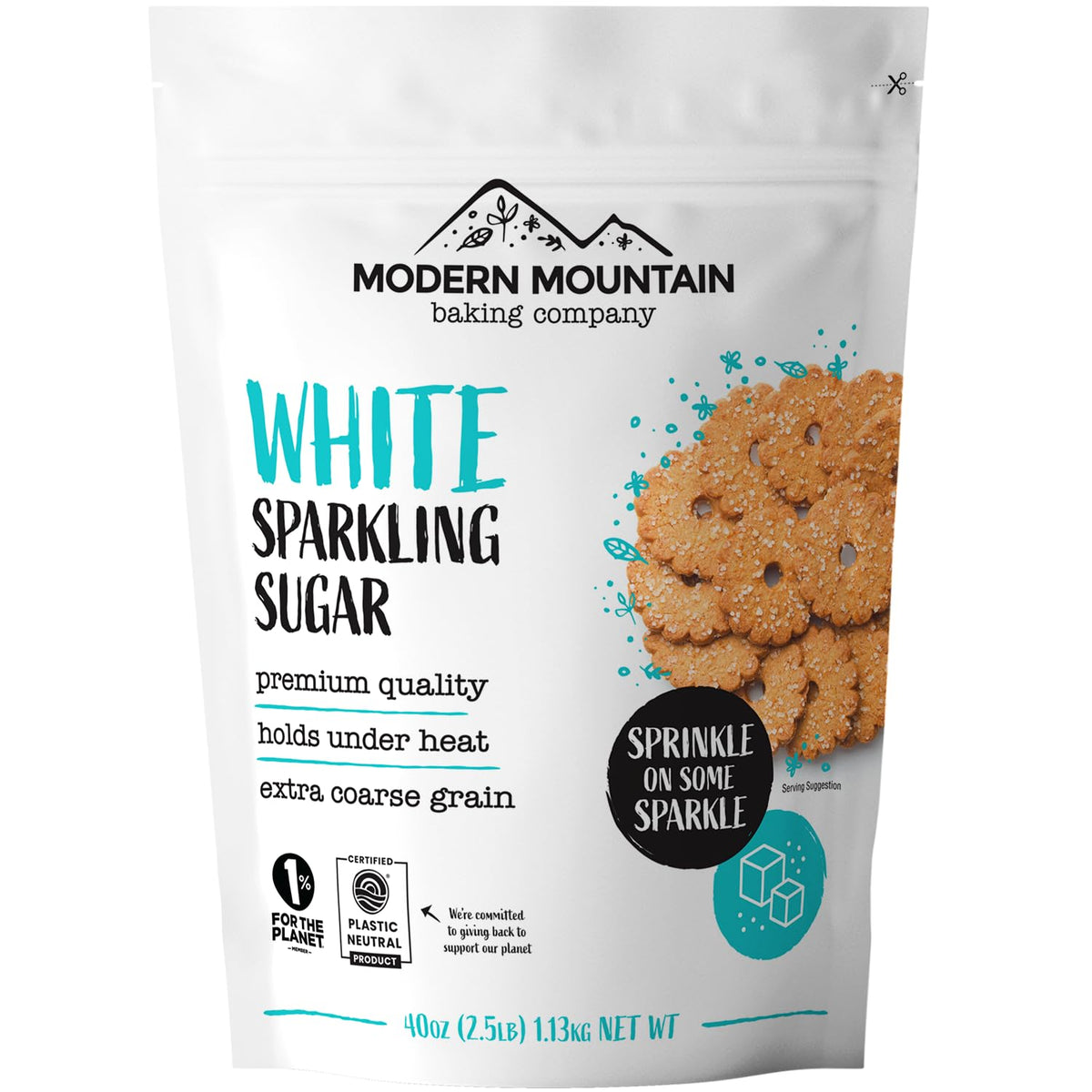 Modern Mountain sparkling sugar crystals atop muffins provide lasting sparkle and a crisp bite.
