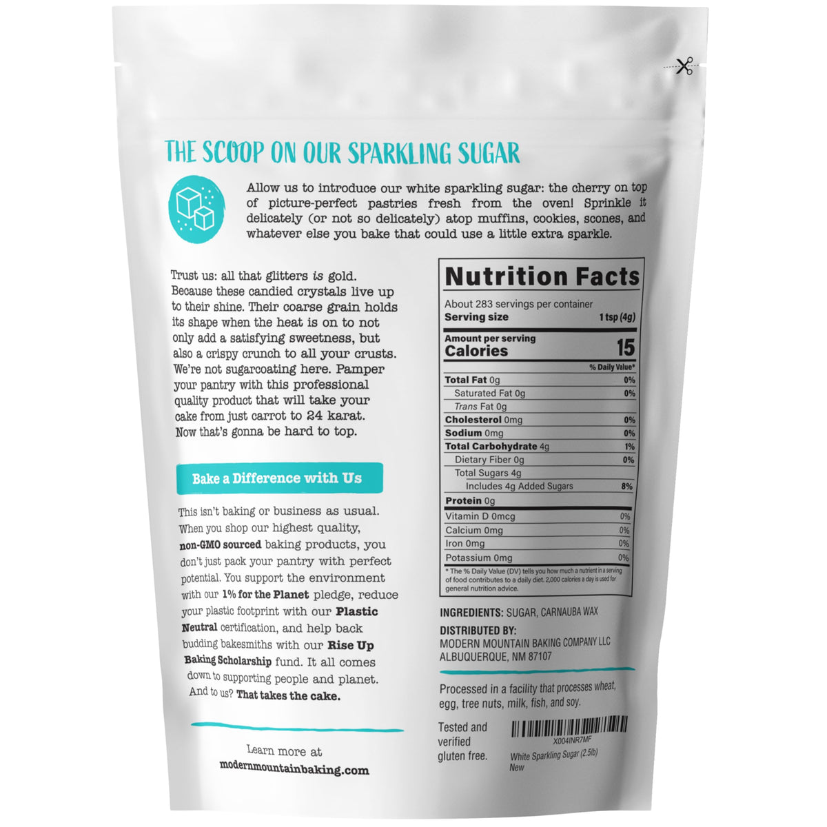 Modern Mountain white sanding sugar crystals decorate cookies with a glossy, crunchy finish.