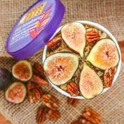 Close-up of almonds and seeds in Modern Oats Goji Blueberry cup.