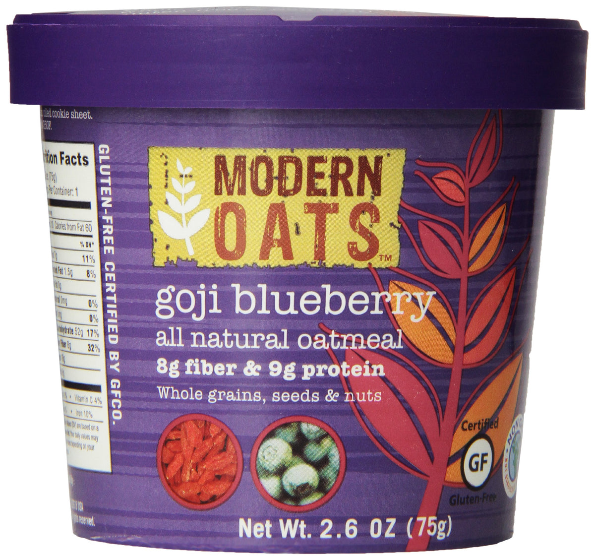 Hot water being poured into Modern Oats Goji Blueberry cup.