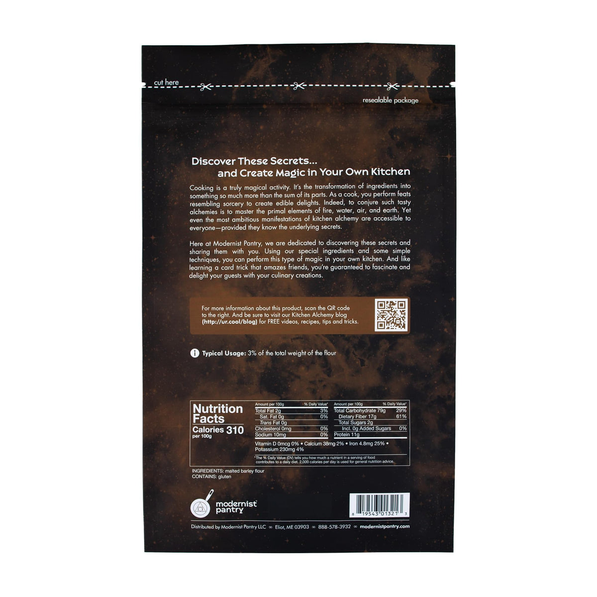 Modernist Pantry barley malt powder on dough enhances browning and depth of flavor.