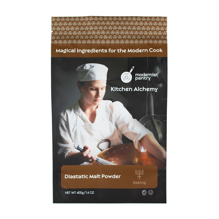 Modernist Pantry diastatic barley malt powder bottle boosts bread rise and crust development.