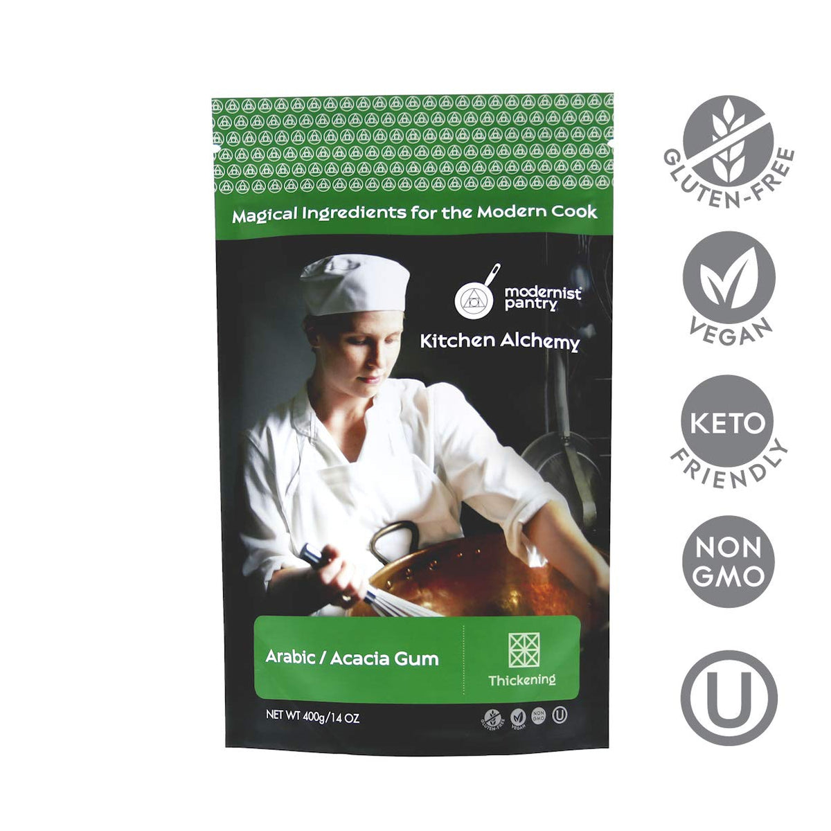 Modernist Pantry Gum Arabic Powder close-up, fine texture ideal for emulsions and gels.