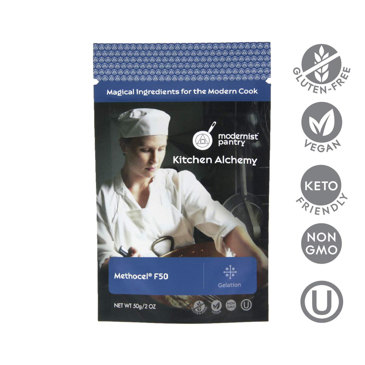 Modernist Pantry HPMC F50 powder closeup highlighting thickening capabilities.