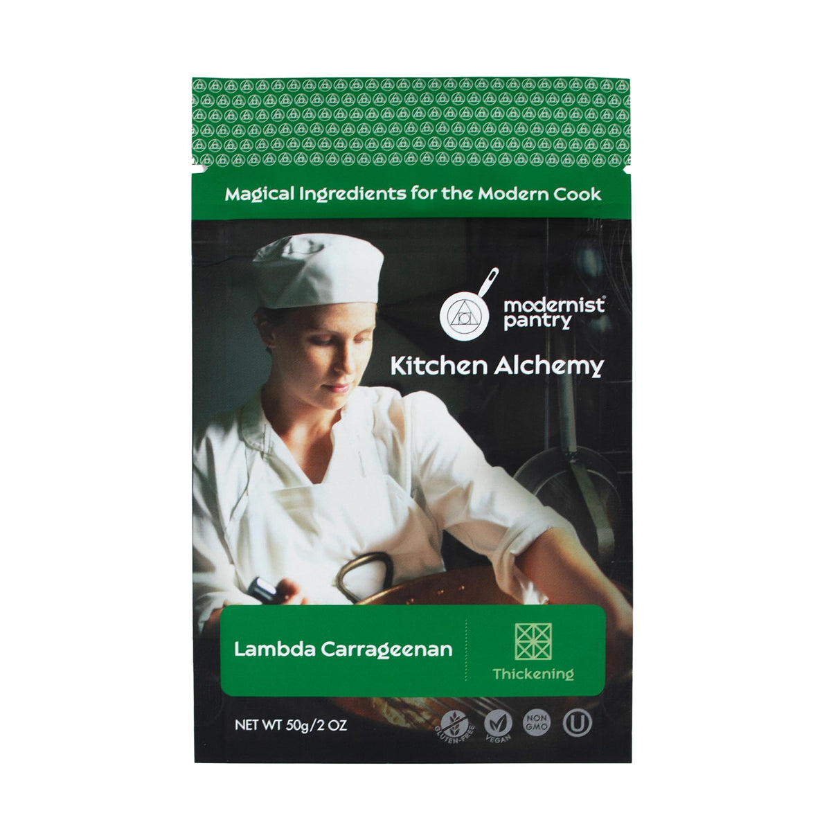 Modernist Pantry Lambda Carrageenan bottle highlights a premium thickening agent for dairy beverages