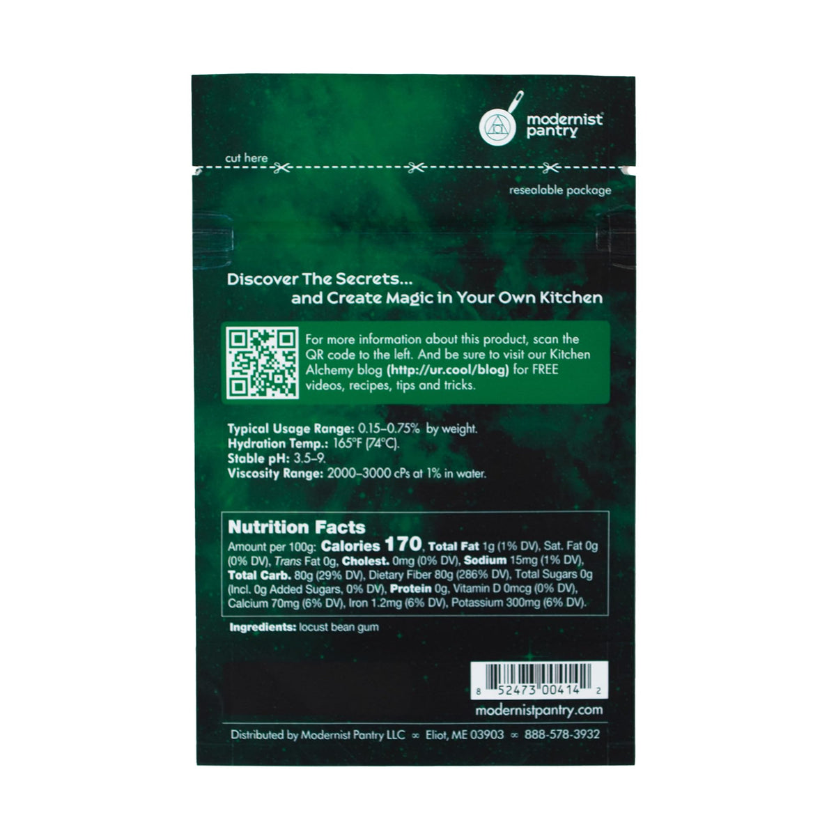 Modernist Pantry Locust Bean Gum packaging showing vegan, non-GMO thickener ready to ship.