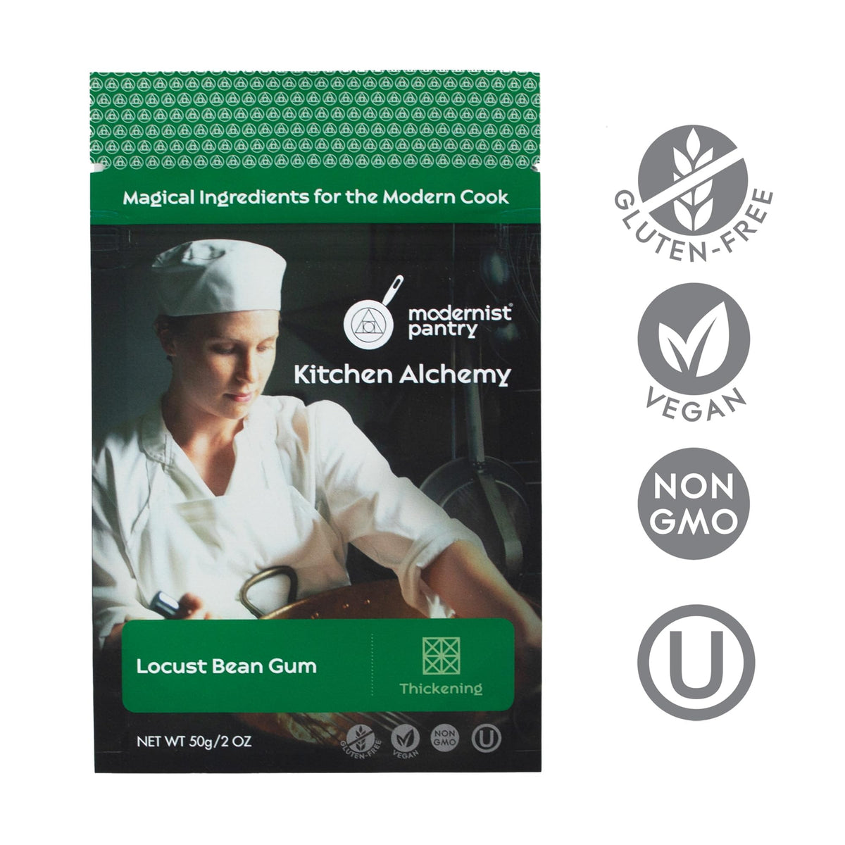 Modernist Pantry Locust Bean Gum powder closeup highlighting premium food-grade stabilizer.