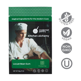 Modernist Pantry Locust Bean Gum powder closeup highlighting premium food-grade stabilizer.