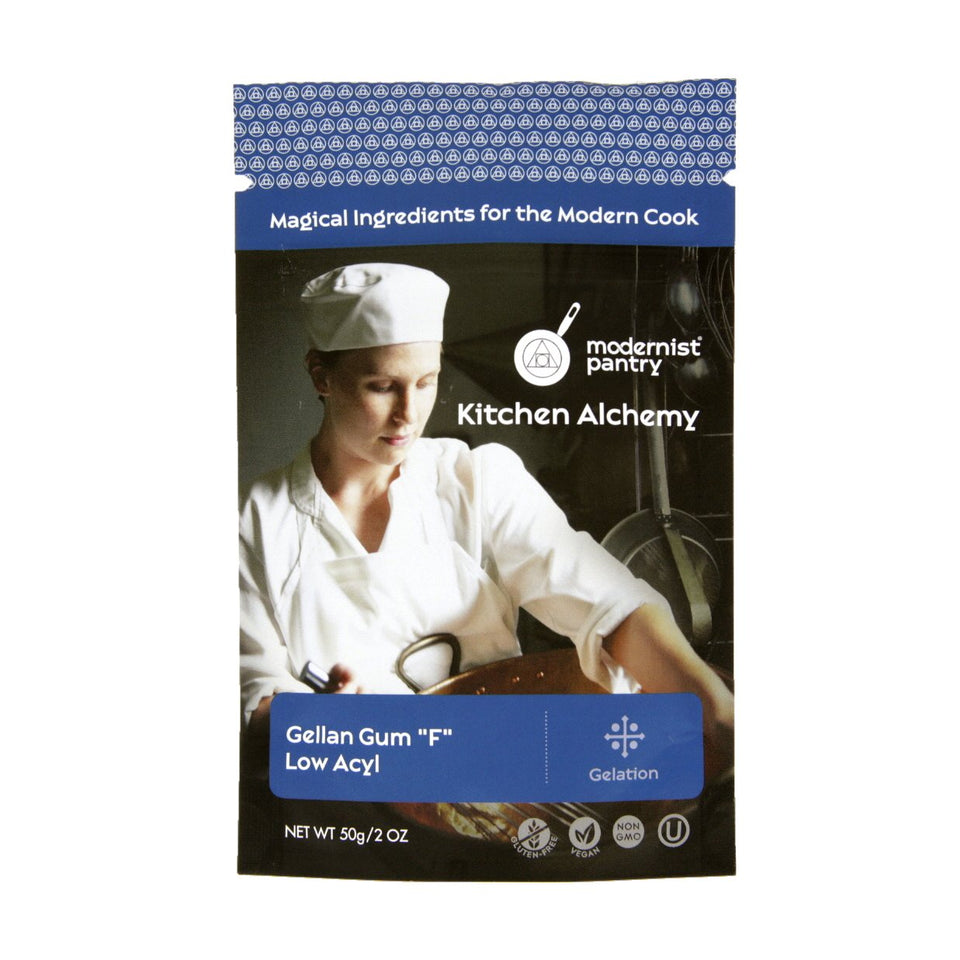Modernist Pantry Pure Gellan Gum F bottle pour delivers precise gel texture.
