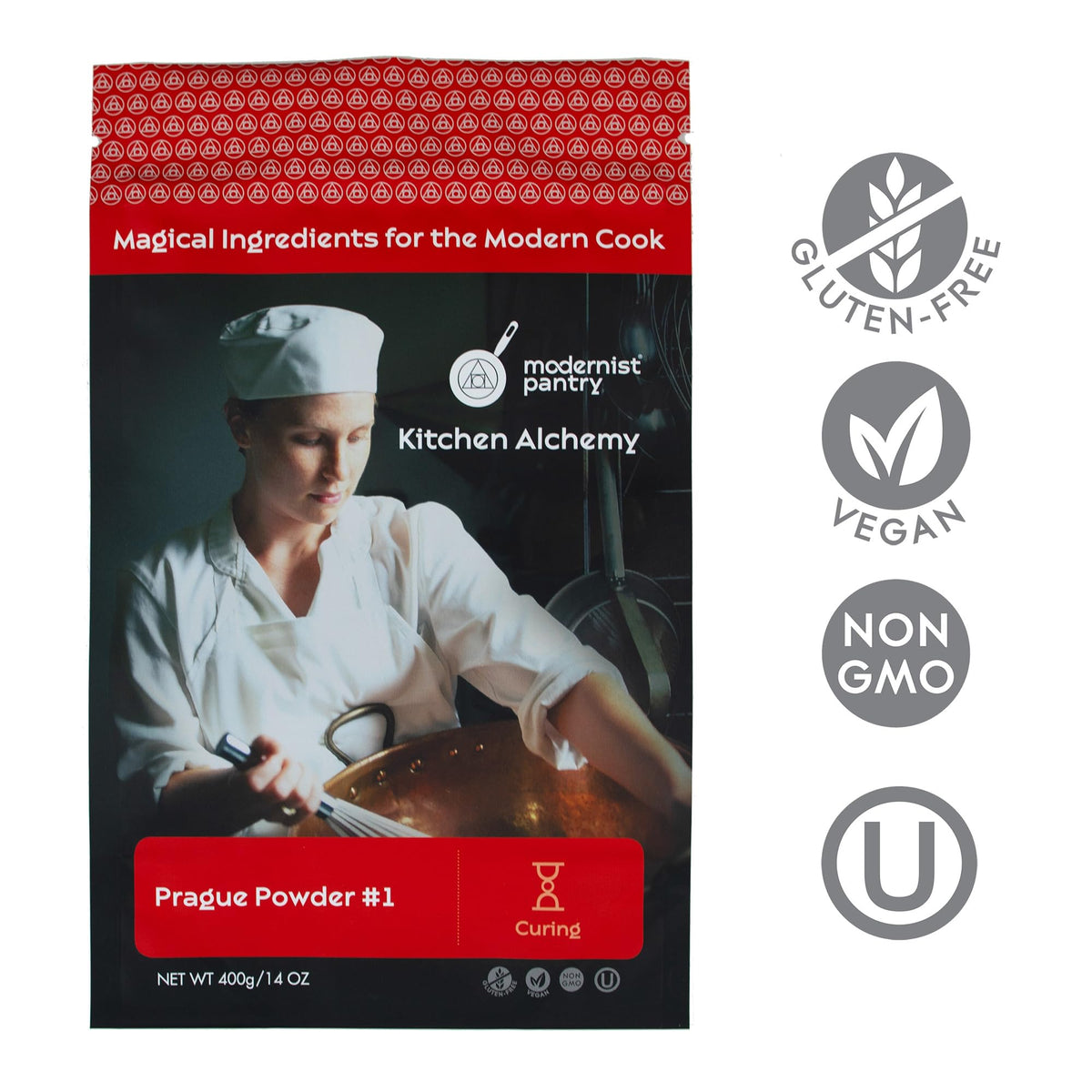 Modernist Pantry Pure Prague Powder 1 label closeup with branding and ingredients.