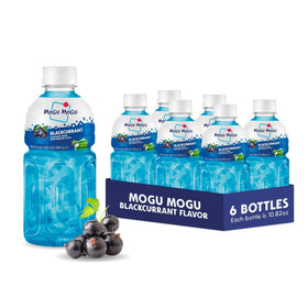 Mogu Mogu blackcurrant juice bottle ready for on the go sipping with bold flavor.