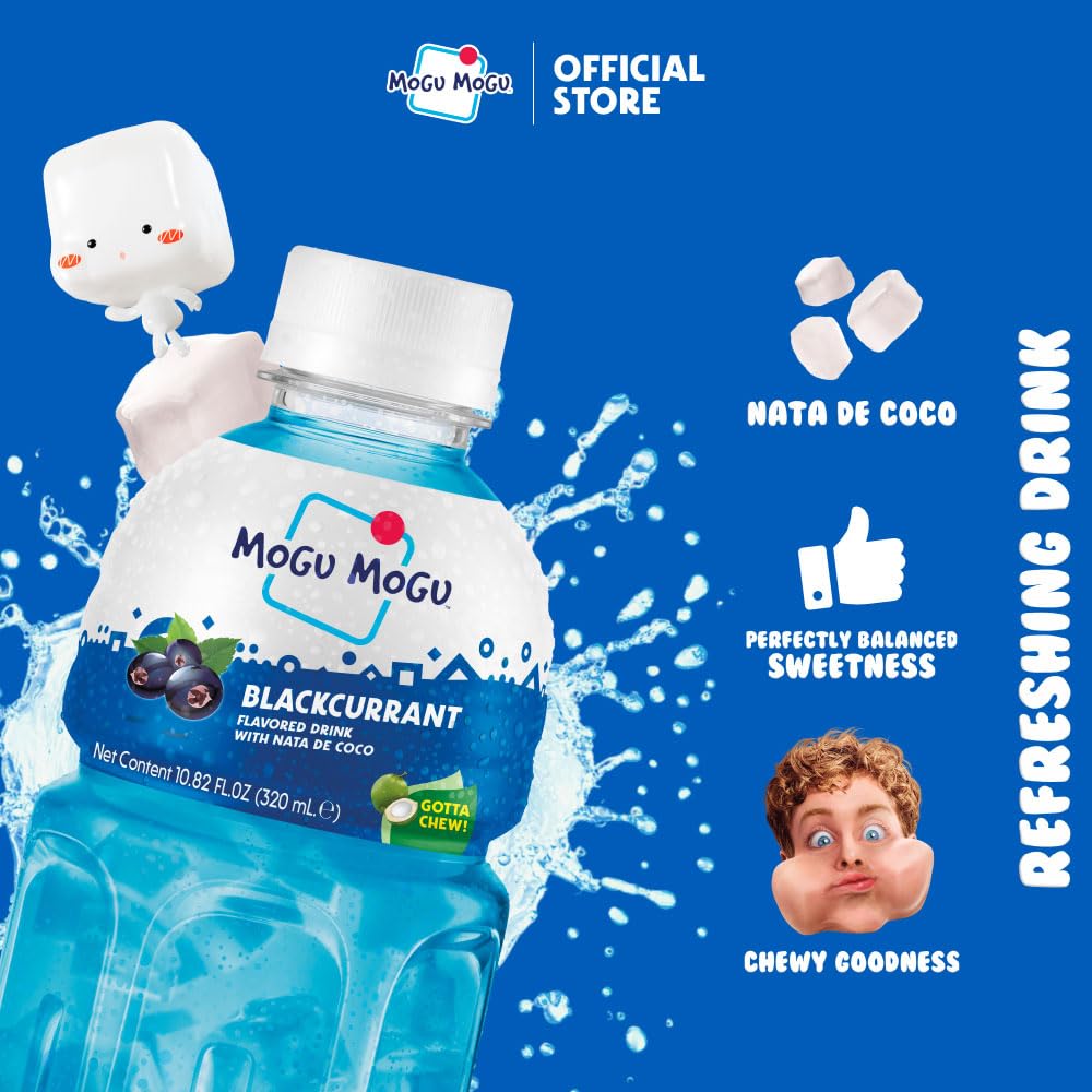 Nata de coco jelly visible in Mogu Mogu juice adds a snackable chewy texture.