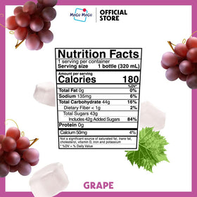 Mogu Mogu grape beverage showing chewy coconut jelly bites inside