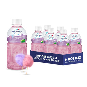 Mogu Mogu cotton candy drink bottle with chewy nata de coco pearls for a playful sip.
