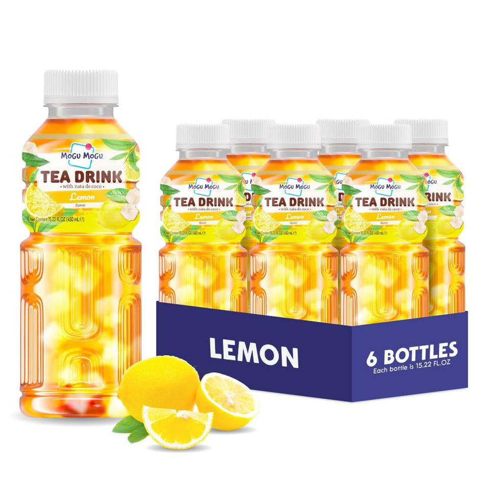 Mogu Mogu Lemon Iced Tea with nata de coco bottle and jelly.