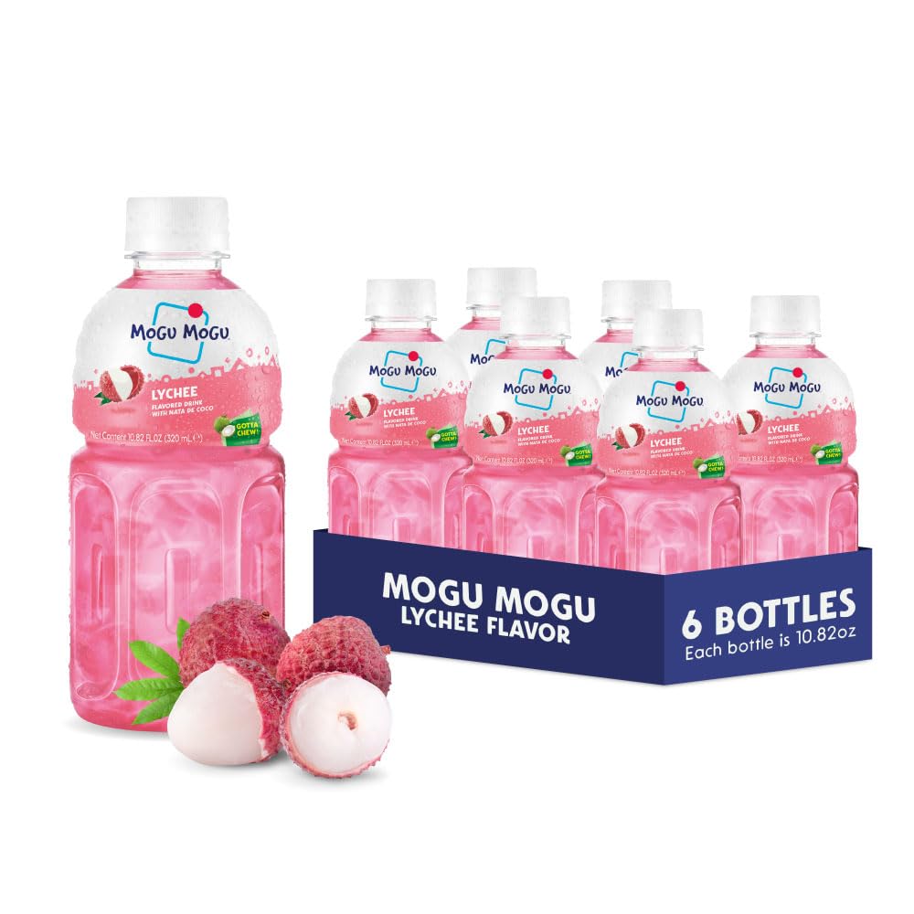 Mogu Mogu Lychee bottle pour with chewy nata de coco for on-the-go snacking