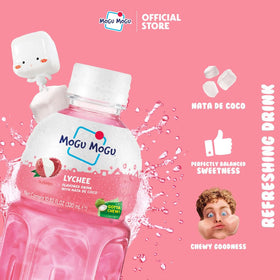 Mogu Mogu nata de coco closeup showing fruit juice and chewy texture