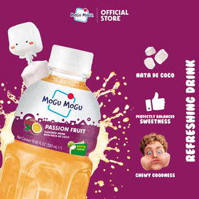 Mogu Mogu Passion Fruit lunchbox setup shows portable juice for kids