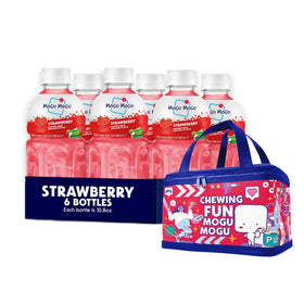 Mogu Mogu strawberry juice bottle with chewy nata de coco for a playful sip