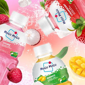 Mogu Mogu Mango juice with nata de coco, great on-the-go hydration.