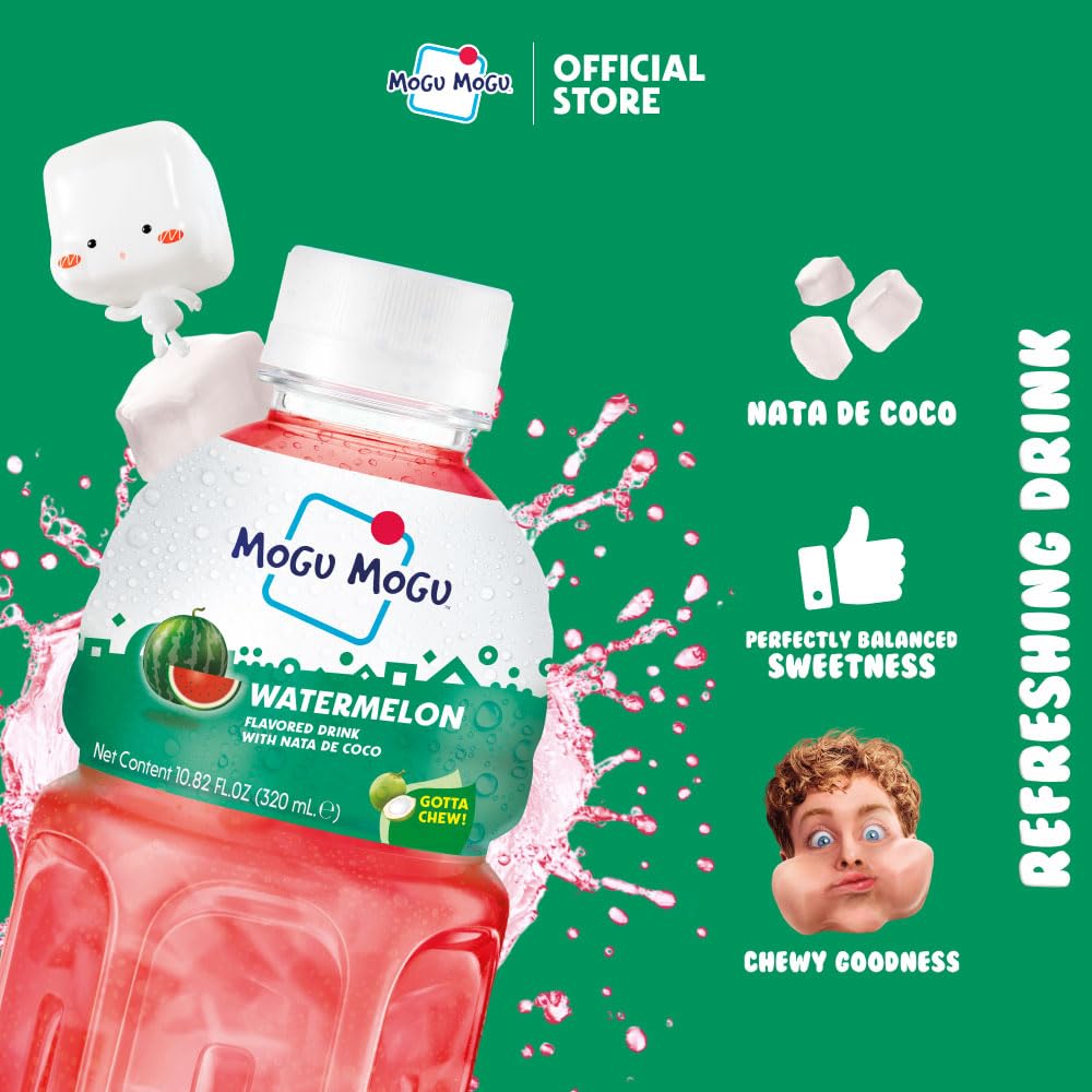 Mogu Mogu Watermelon six-pack display ideal for on-the-go hydration.