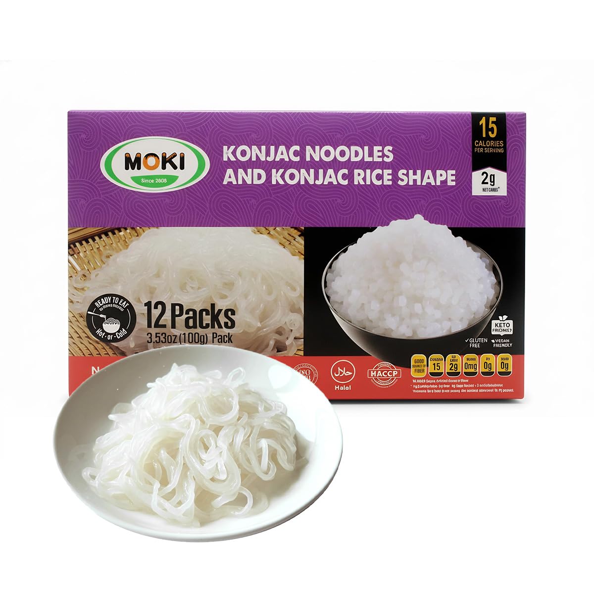 MOKI odor-free konjac noodles 12-pack, ready to enjoy straight from the bag with your favorite sauce.