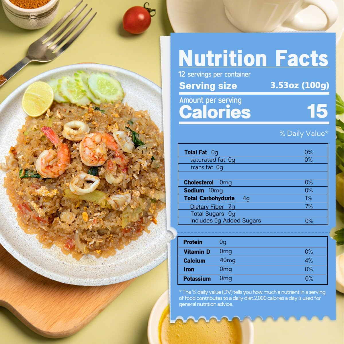 MOKI Shirataki Rice Alfredo plate highlighting plant-based substitution