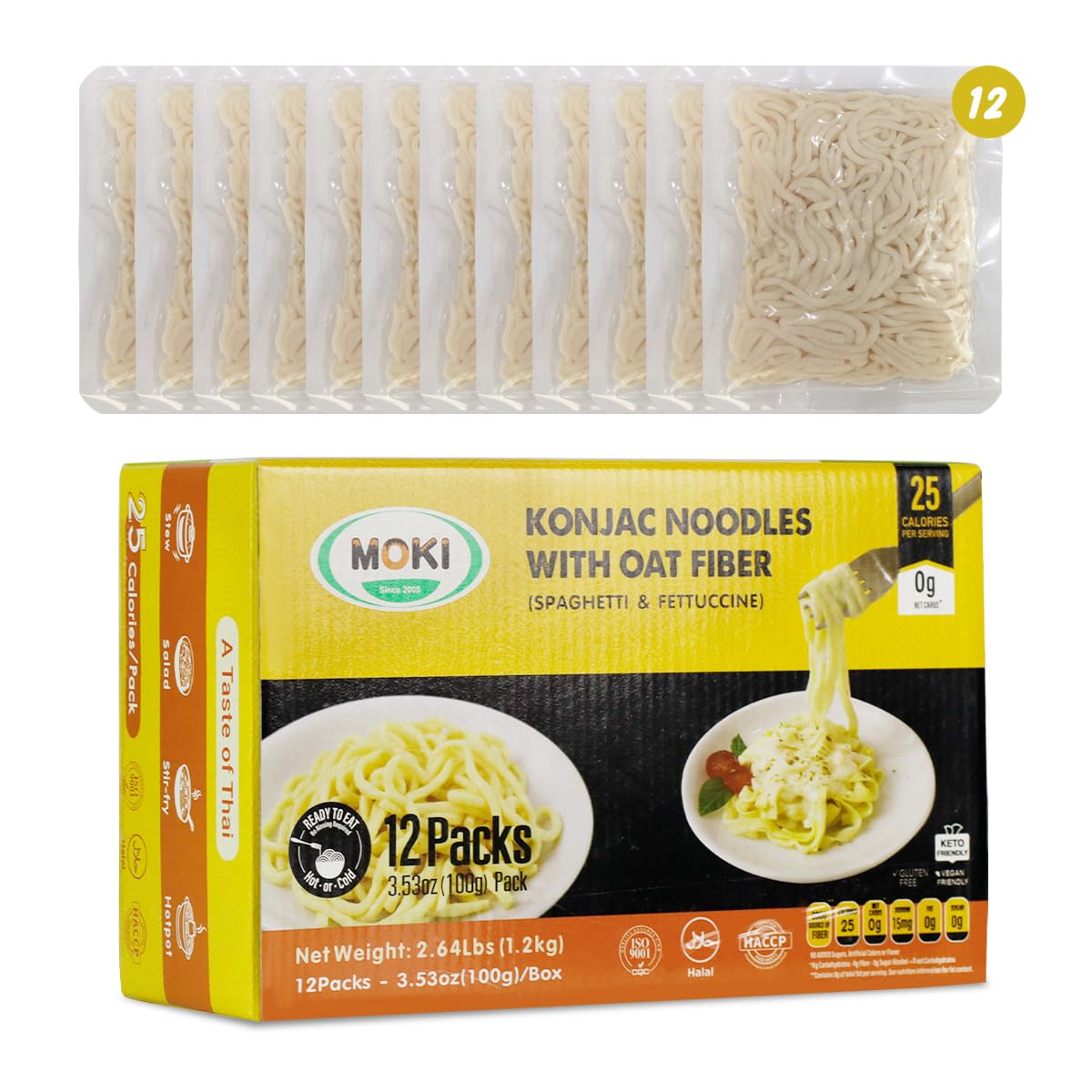 MOKI Konjac Noodles with Oat Fiber suited for low-carb meals.